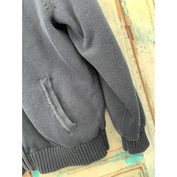 Vintage LL Bean Knit Sweater with Flannel Lining ** Blue Full Zip - Picture 2 of 9